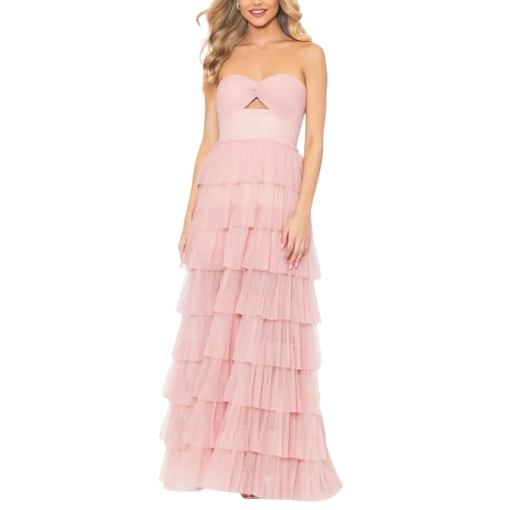 NWT AQUA Cut Out Ruffle Tiered Gown Dress Size 4